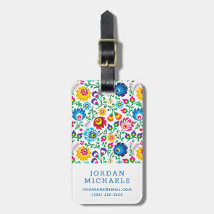 Etiqueta De Bagagem Adicione seu teste padrão de flor conhecido da