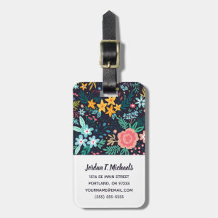 Etiqueta De Bagagem Adicione seu teste padrão floral colorido   bonit