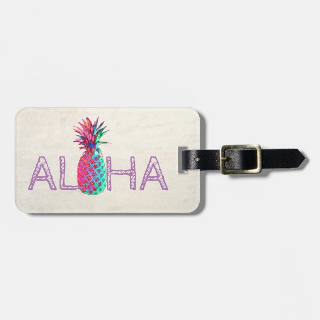Etiqueta De Bagagem Adorável Aloha Havaiana - Pineanás Personalizado (Frente Horizontal)