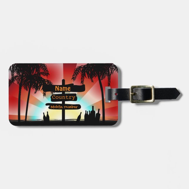 Etiqueta De Bagagem Adres label - Summer Style Beach - Palmbomen (Frente Horizontal)