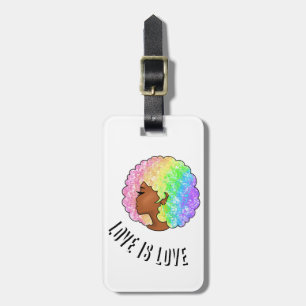 Etiqueta De Bagagem afro arco-íris amor LGBTQ é amor orgulho garota ne