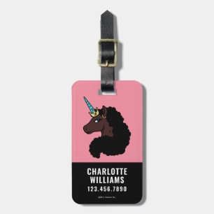 Etiqueta De Bagagem Afro Unicorn Magia