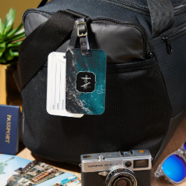 Etiqueta De Bagagem Água do mar azul esbranquiçada, espumosa, azul-esc