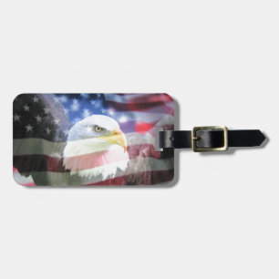Etiqueta De Bagagem águia americana e bandeira dos EUA