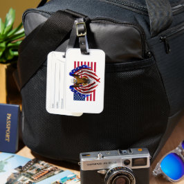 Etiqueta De Bagagem Águia Americana na bandeira Americana