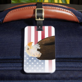 Etiqueta De Bagagem Águia com bandeira americana desbotada