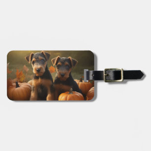 Etiqueta De Bagagem Airedale Puppy Autumn Delight Pumpkin