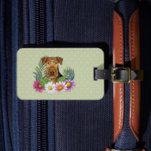 Airedale Terrier Com Flores Coloridas E Texto