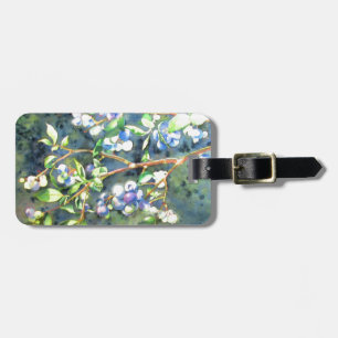 Etiqueta De Bagagem Airelas azuis, pintura com fruta romântica