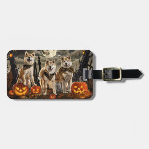 Etiqueta De Bagagem Akita Halloween Spooky