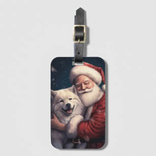 Etiqueta De Bagagem Akita no Natal Festivo do Papai Noel
