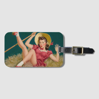 Etiqueta De Bagagem Al Buell Vintage Fazendo Fazenda Pin Up Girl