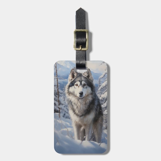Etiqueta De Bagagem Alaskan Malamute (Frente Vertical)