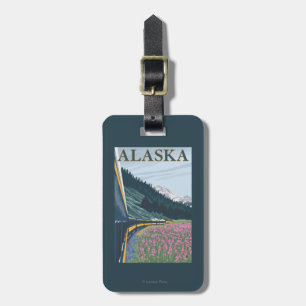 Etiqueta De Bagagem AlaskaRailroad e viagens vintage do Fireweed