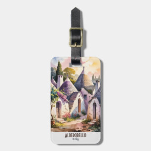 Etiqueta De Bagagem Alberobello Itália Trulli Aquarela Texto Personali