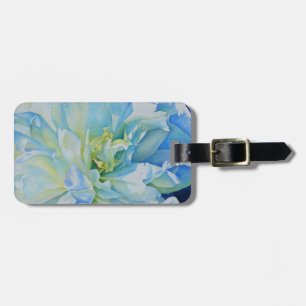 Etiqueta De Bagagem Alegante aguarela floral em azul-esverdeado
