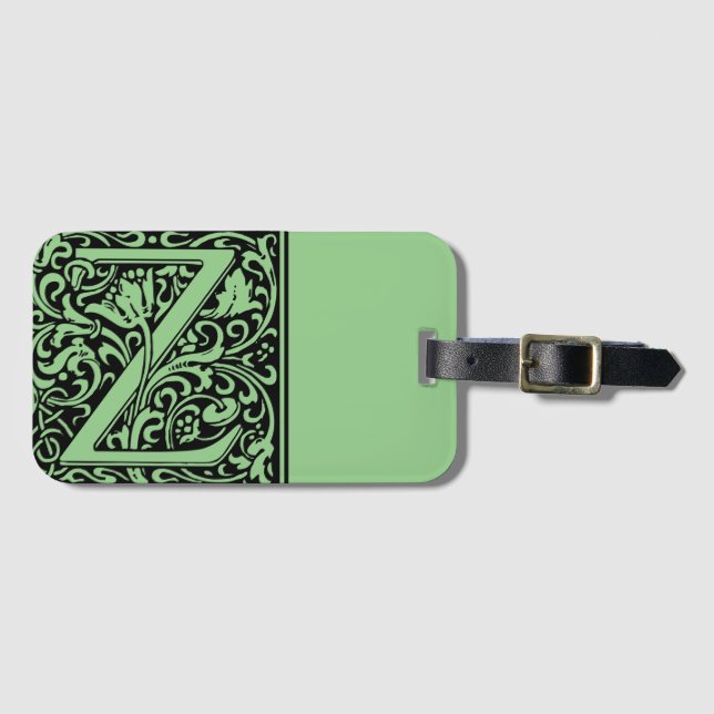 Etiqueta De Bagagem Alfabeto Floral Monograma - Letra Z Bagagem (Frente Horizontal)