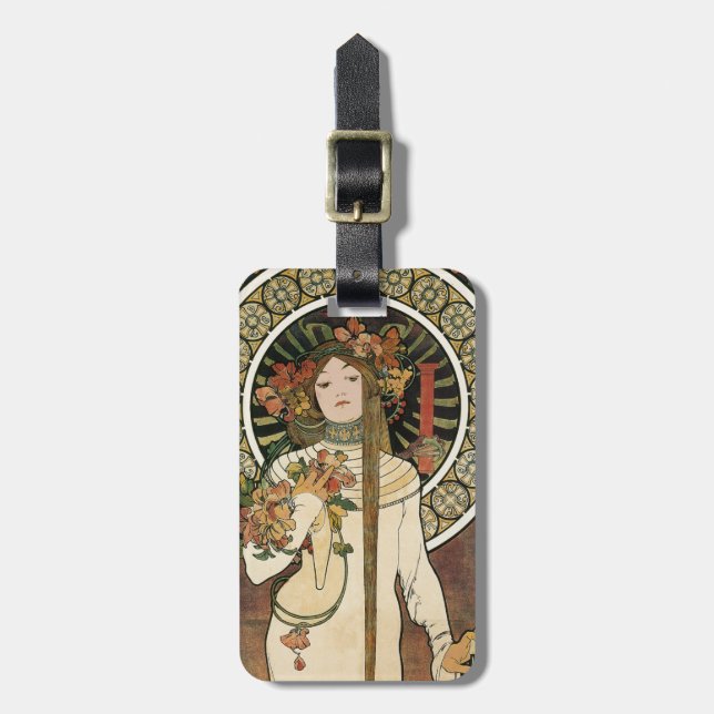 Etiqueta De Bagagem Alfonse Mucha Trappistine Nouveau (Frente Vertical)