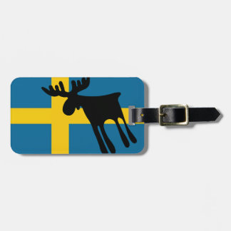 Etiqueta De Bagagem Älg / Moose med Svenska flaggan