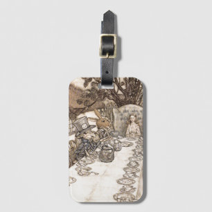 Etiqueta De Bagagem Alice no Hatter louco da ilustração do país das