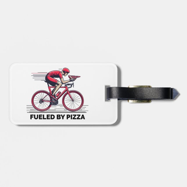 Etiqueta De Bagagem Alimentado Por Pizza Cyclist (Traseira Horizontal)