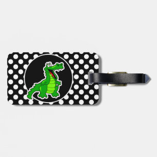 Etiqueta De Bagagem Alligador em Bolinhas Pretas e Brancas