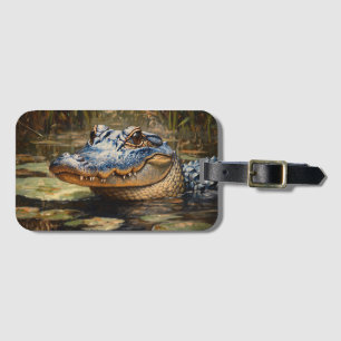 Etiqueta De Bagagem Alligator na Arte da Vida Selvagem de Everglades