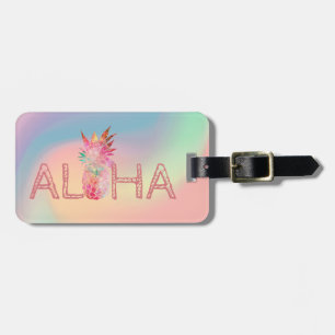 Etiqueta De Bagagem Aloha Hawaiian Colorful Pineapple Holographic