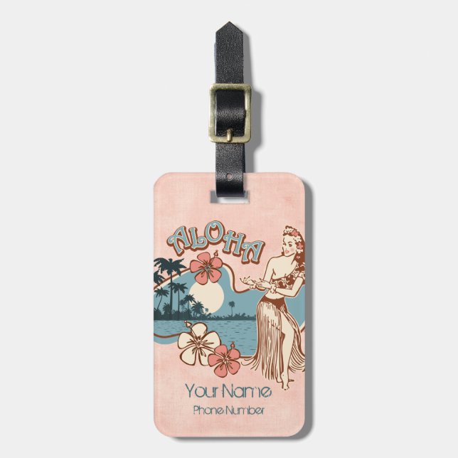 Etiqueta De Bagagem Aloha menina de Hula (Frente Vertical)