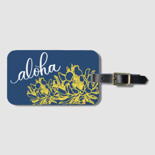 Etiqueta De Bagagem Aloha o círio amarelo azul floresce Tag da bagage