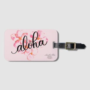 Etiqueta De Bagagem Aloha Tag cor-de-rosa brilhante da bagagem da flor
