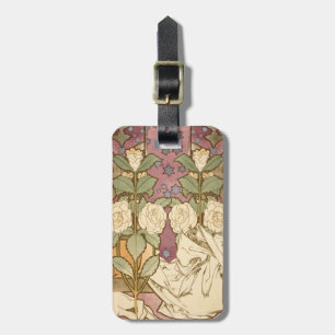 Etiqueta De Bagagem Alphonse Mucha Estrelas Elegantes Art Nouveau Camé