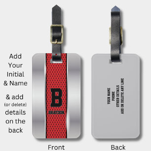 Etiqueta De Bagagem Alterar Texto Vermelho da Cinza Silver do Nome da