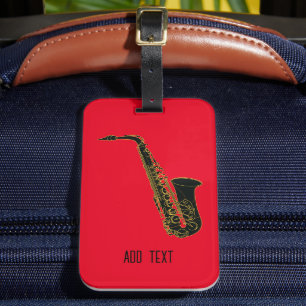 Etiqueta De Bagagem Alto Saxofone em Red Personalizable