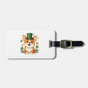 Etiqueta De Bagagem Amante de Corgi Trevo Feliz Dia de São Patrício