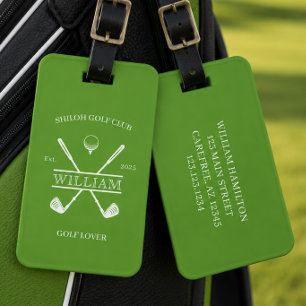 Etiqueta De Bagagem Amante de Golfe Cruz Clube Verde