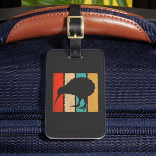 Etiqueta De Bagagem Amante de pássaro Kiwi vintage estilo retrô pássar