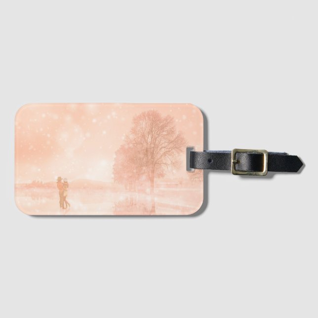 Etiqueta De Bagagem Amantes em lagoa congelada (Frente Horizontal)