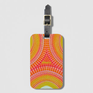 Etiqueta De Bagagem AMARA ~ design Laranja, Vermelho, Amarelo, Rosa e