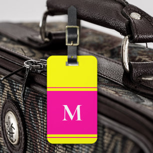 Etiqueta De Bagagem Amarela Brilhada Monogramada