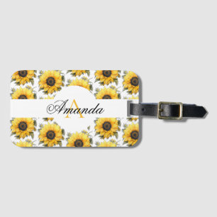 Etiqueta De Bagagem Amarelo Amarelo Nome Girassol Monograma