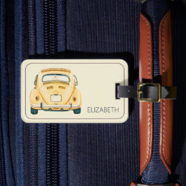 Etiqueta De Bagagem Amarelo Clássico Vintage Buggy Bug Car Personaliza