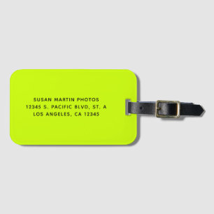 Etiqueta De Bagagem Amarelo Neon e Preto Minimalista Moderno