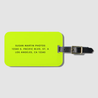 Etiqueta De Bagagem Amarelo Neon e Preto Minimalista Moderno