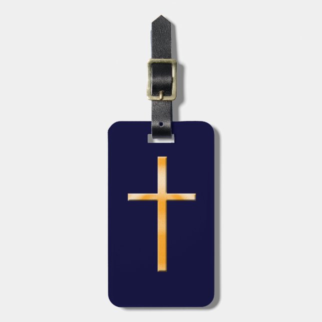 Etiqueta De Bagagem Amarelo (pedra falsa) Cruz/Personalização Religios (Frente Vertical)