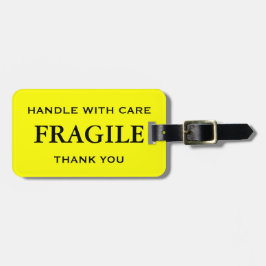 Etiqueta De Bagagem Amarelo Preto Frágil Manusear com Cuidado Obrigado