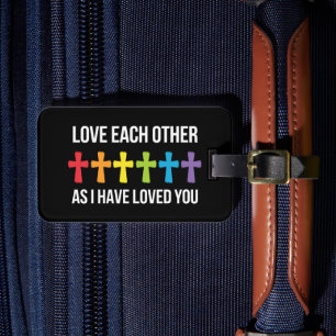 Etiqueta De Bagagem Amem uns aos outros Orgulho Gay LGBTQ Arco-íris Cr