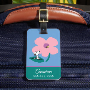 Etiqueta De Bagagem Amendoins   Ilustração da Flor Rosa-Rosa Natural