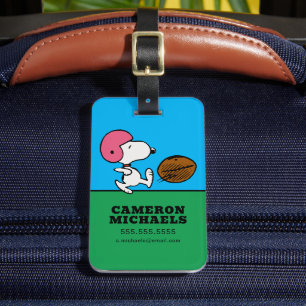 Etiqueta De Bagagem Amendoins Snoopy Football Kicker