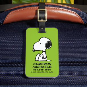Etiqueta De Bagagem Amendoins Snoopy Olhando Para Baixo